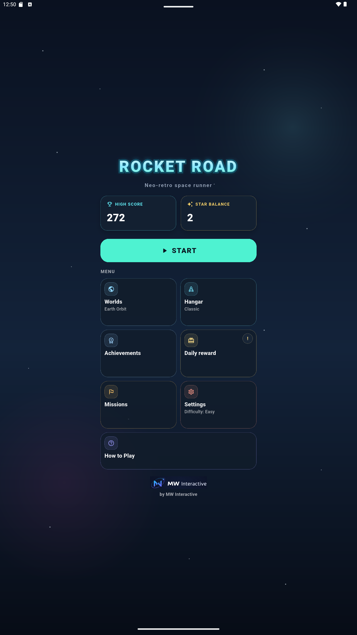 Rocket Road start screen